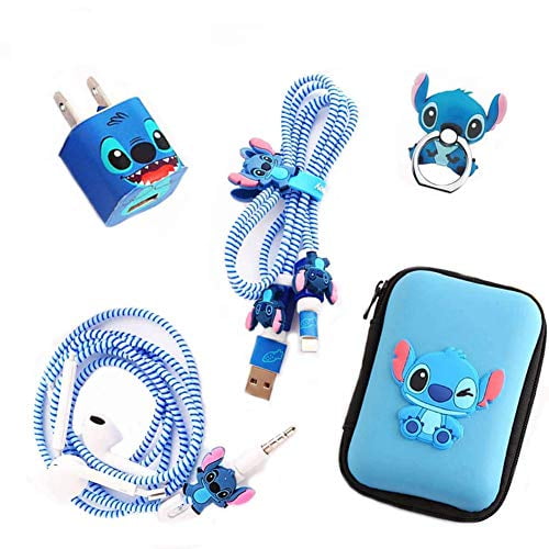 DIY Protector Stitch Set,Data Cable USB Charger Data Line Earphone Wire Saver Protector Compatible for iPhone 7 8 Plus X iPad iPod iWatch Series Blue Stitch 